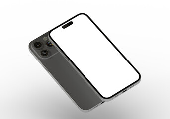 High-quality stock photo of a modern smartphone with a blank screen, ideal for app presentations or website designs.