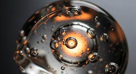 A close-up of a transparent gel with a glowing, pulsating core.