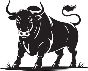 Bull silhouette icon. strength and perseverance symbol. vector image of animal