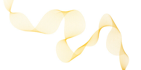 Golden ribbon isolated on white background. modern abstract yellow line art design. smooth yellow flowing lines backdrop. Frequency soundwaves design. 