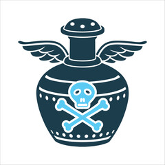 Flying Skull Ointment Jar Icon Graphic Flying Ointment Jar A small clay pot with a skull and bones motif