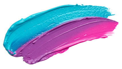 Blue and pink contrasting paint strokes form dynamic swirl on transparent background for vibrant packaging labels and web banners and for packaging label design for packaging and label design