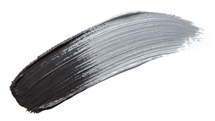 Metallic silver and black paint strokes blending on transparent background creating textured design element for luxury packaging and branding and for packaging and label design and for brand visuals..