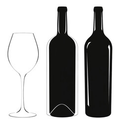 Elegant wine bottle silhouettes and glass perfect for restaurant menus and sophisticated designs