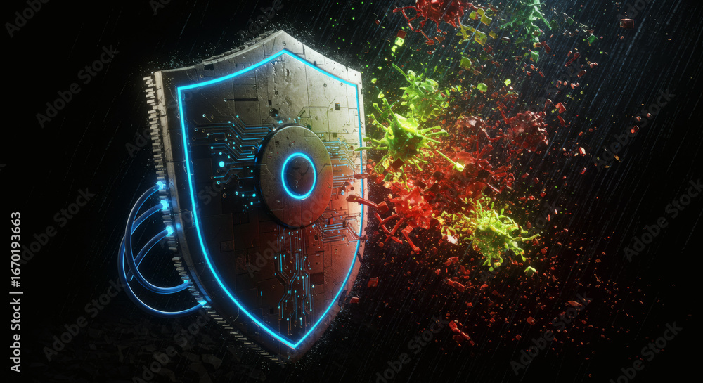 Aufkleber digital shield cyber security concept - protecting data in a digital world