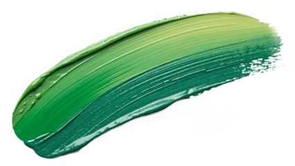 Green paint strokes forming dynamic visual texture on transparent background for packaging labels and web banners and for cosmetic packaging product mockups and digital design assets..