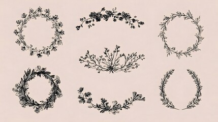 Hand-drawn vintage floral frames and dividers for invitations, branding, and packaging. Concept:
Vintage floral design elements for elegant, handcrafted invitations, stationery, and packaging