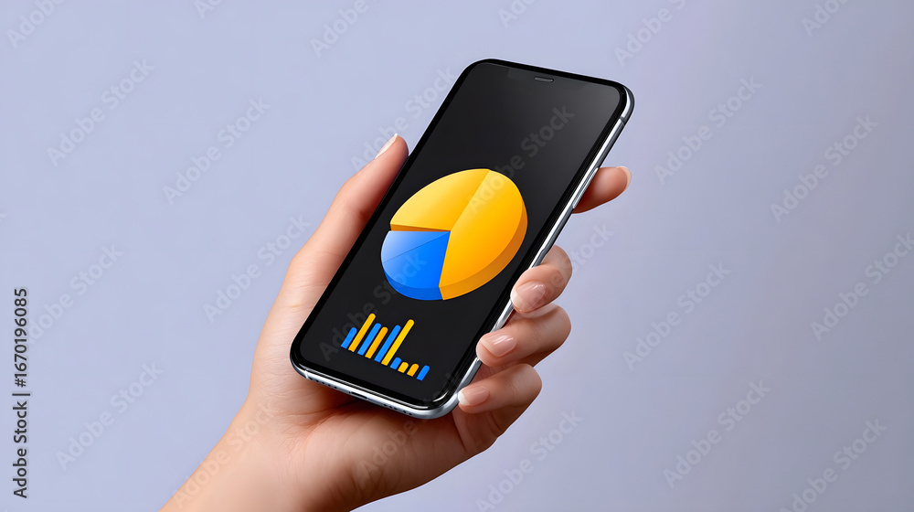 Aufkleber smartphone displaying data analytics infographic chart