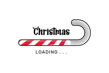 Christmas is coming. Holiday progress bar with Christmas candy stick in a white background
