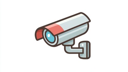 Security camera surveillance cartoon line art fill color modern technology wall mounted safety monitoring. Cartoon security camera with line art and fill color style modern technology for safety