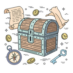 treasure hunt adventure with old map compass and key a quest for hidden pirate riches perfect for history blog game or educational resource.