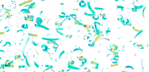 Obraz premium Colorful confetti falling on white background. Ideal for festive designs, celebrations, and party themes.