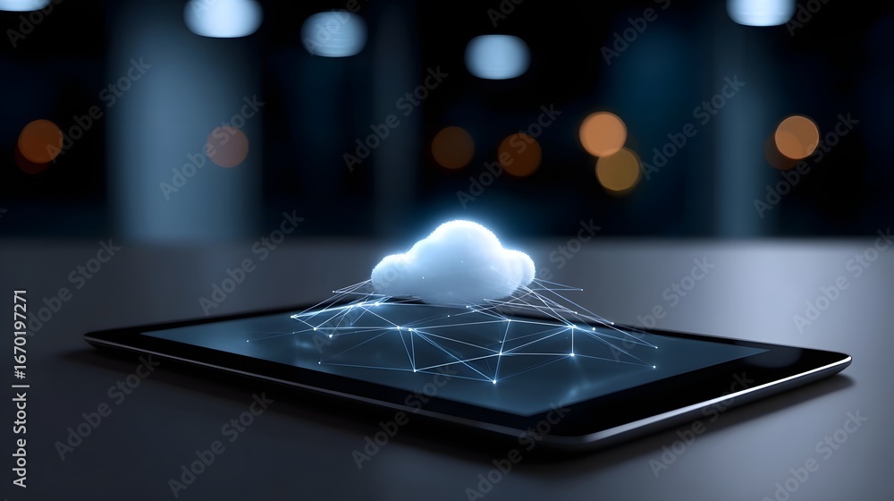 Aufkleber a cloud-based digital technology platform on a tablet device.