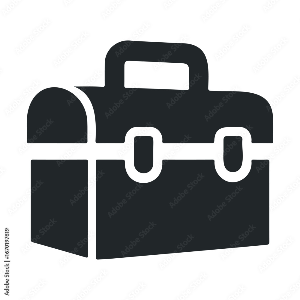 Poster simple black toolbox icon with handle and clasp detail