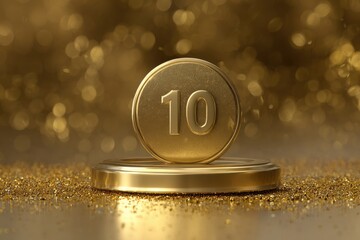 Top Ten List. Golden Podium Background Illustration with Ranking and Countdown Concept
