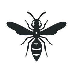 Fototapeta premium Minimalist black bee silhouette icon on white background