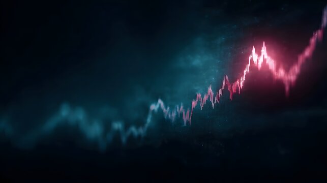 Digital investment trading graph with futuristic neon lighting