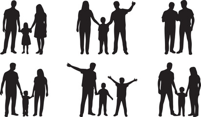 Family silhouettes, Happy family silhouette set
