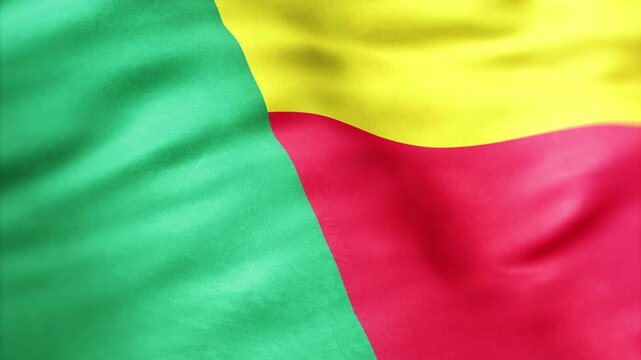 AI-generated abstract of the waving flag of Benin with vibrant green, yellow, and red colors
