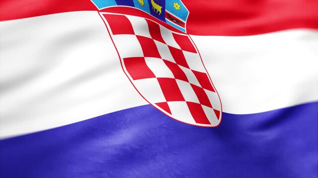 An AI-generated of the flag of Croatia with red, white, blue waves, and a central checkered emblem
