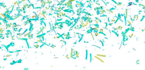 Colorful confetti falling on white background. Perfect for celebrations, parties, and festive designs.