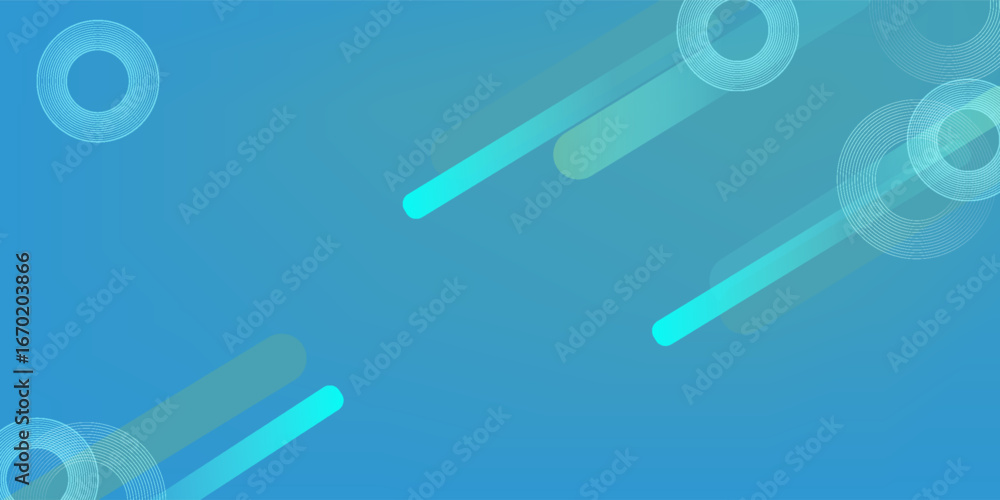 Aufkleber image of multiple geometric shapes and circles moving in hypnotic motion in seamless loop on blue to