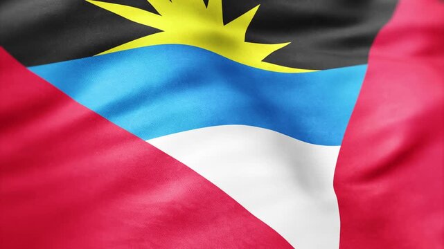 AI-generated abstract illustration showing the Antigua and Barbuda flag with realistic fabric folds