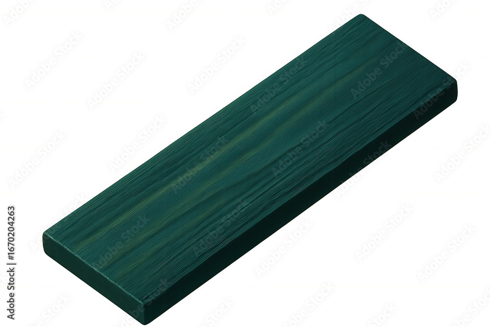 Poster green wooden plank viewed isometrically, providing rustic design element with transparent background