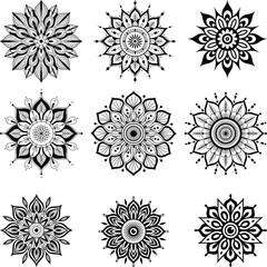 Mandala Art Svg, Mandala Clipart, Floral Silhouette 
