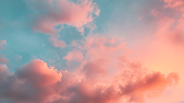 Pink and blue clouds at sunset