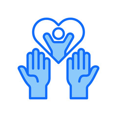Volunteer Help blue color icon