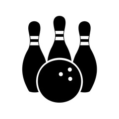Monochrome Image Depicting Bowling Pins with Bowling Ball in Silhouette Style