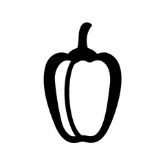 Minimalist black and white bell pepper illustration on a white background