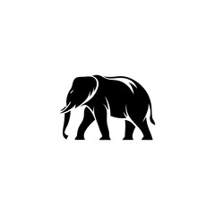 Silhouette of Elephant Walking – Minimal Wildlife, Safari, Nature, and Animal Vector Illustration