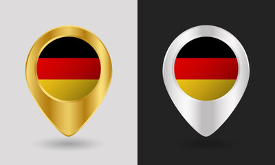 Gold and Silver Germany Flag Map Pin Icon