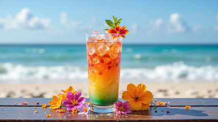 tropical cocktail on the beach