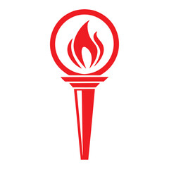 Red Torch Flame Icon on White Background fire symbol 2