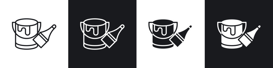 Paint bucket and paint brush icons graphic vectors
