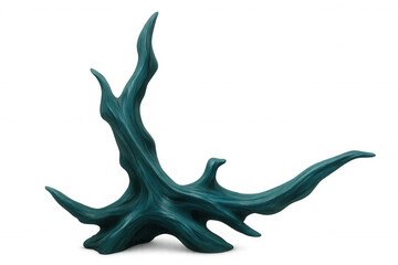 Fototapeta premium Teal driftwood sculpture isolated on transparent background, perfect for interior design projects or artistic compositions