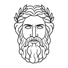 Lightning Master Zeus Line Art – Zeus Vector Illustration with Divine Godly Energy – Zeus Drawing – Line Art Drawing of Zeus – Zeus Icon – Greek God Vector