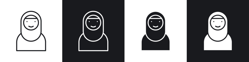 Muslim women icons graphic vectors