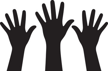 People or students with their hands raised flat icon for apps and websites