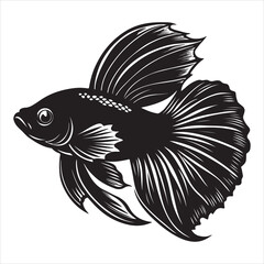 A Majestic Macro Close-up of a Betta Fish, a Vibrant and Elegant Freshwater Fish with Flowing Fins and a Beautiful, Iridescent Body