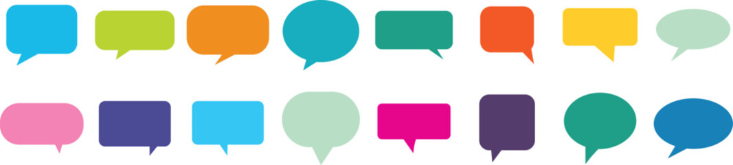 Set of  Speech Bubble Pack Templates. Empty speech bubble colour collection. White cartoon text box set. Pop art frame or border bundle eps 10.
