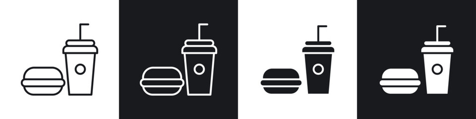 Hamburger and soft drink cup icons graphic vectors