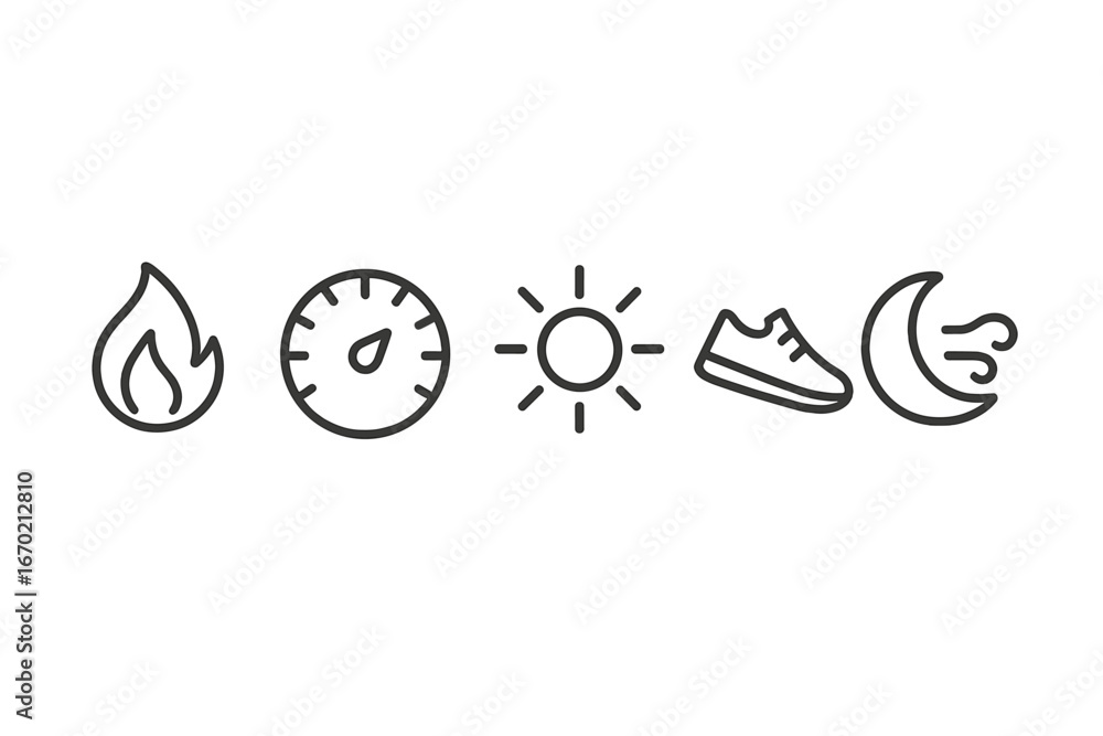 Poster elements of nature represented through simple vector icons
