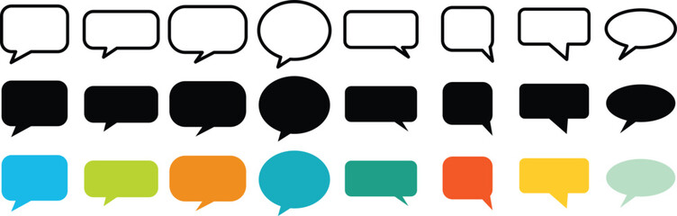 Set of  Speech Bubble Pack Templates. Empty speech bubble colour collection. White cartoon text box set. Pop art frame or border bundle eps 10.
