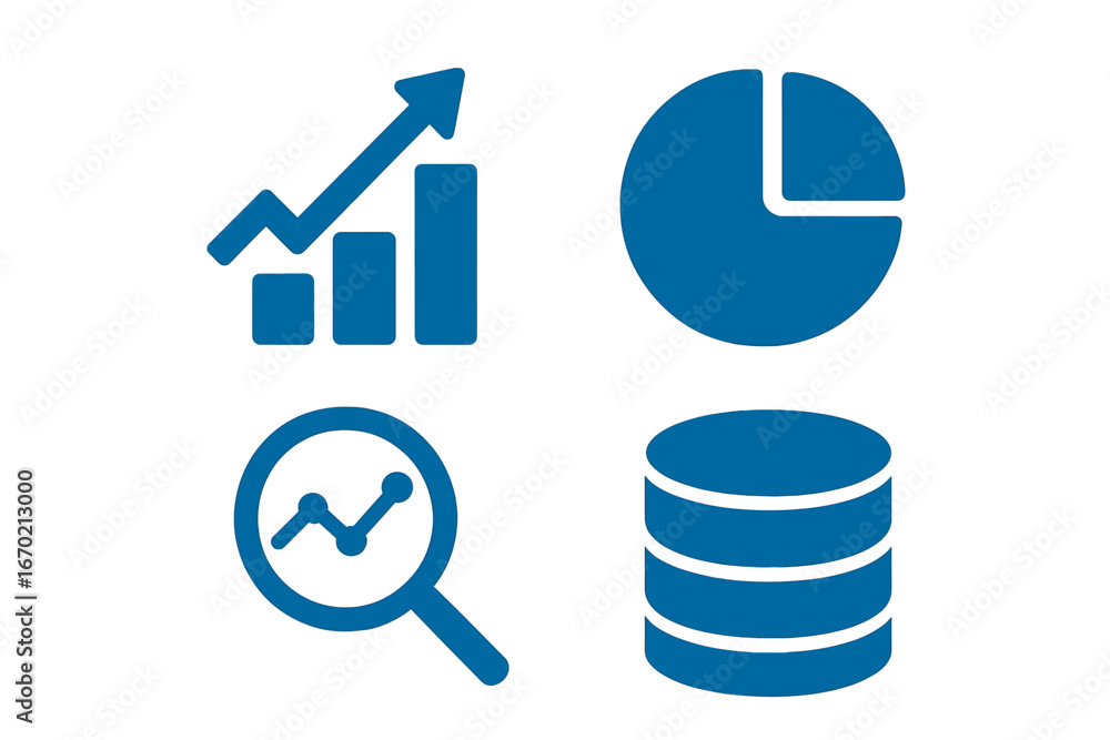 Poster vector illustrations of analytics symbols for data visualization