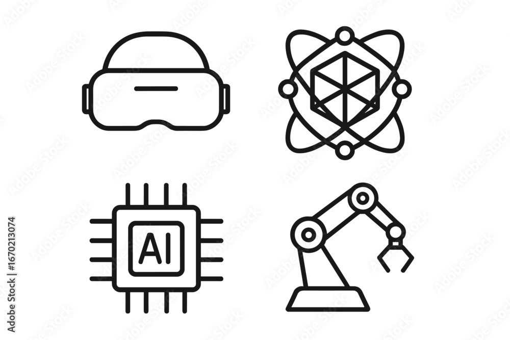 Poster vector illustration of technology elements related to ai and robotics