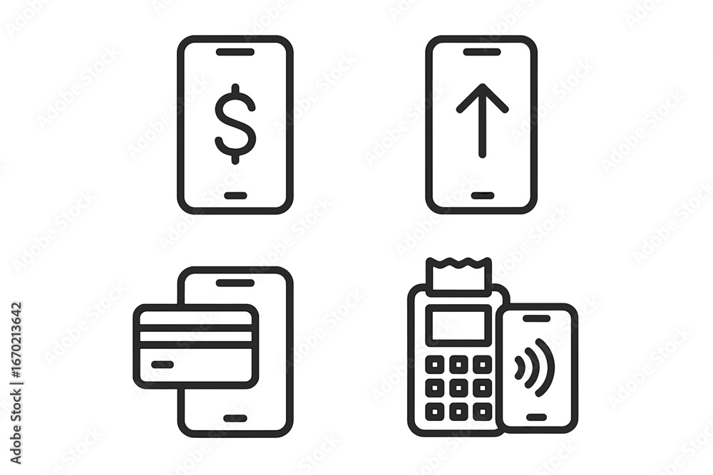 Aufkleber digital payment symbols representing various transaction methods